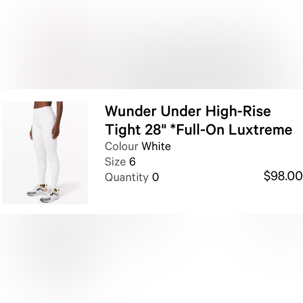lululemon athletica White Wunder Under High-Rise Tight 28"